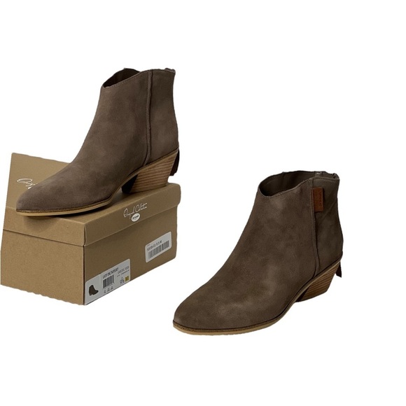 Dr Scholl’s Womens 9 1/2 Ankle Boots Brown Gray Suede Leather booties tan NWT - Picture 8 of 16